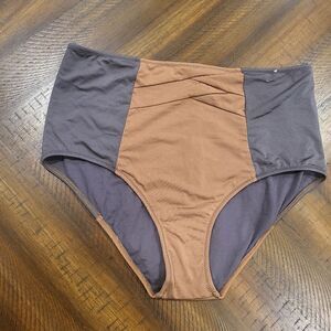 NWT! High Waisted Bikini Bottom Bronze and Grey Size 10